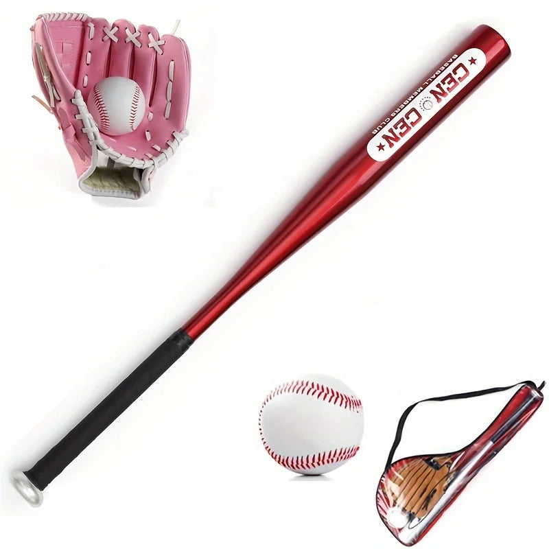 Baseball Balls Set 63.5cm Aluminum Alloy Baseball Bat PVC Baseball Glove Baseball Kit for Beginners Games and Batting Practice