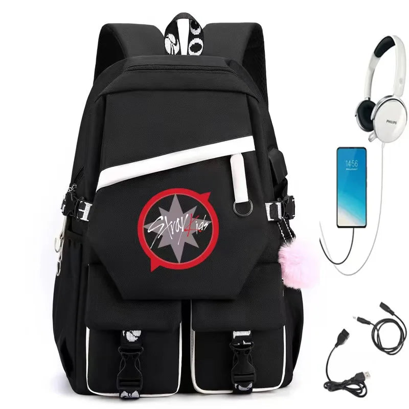 New StrayKids shoulder bag student backpack leisure bag travel backpack SKZOO School Bags Boys Girls Teens Bookbag