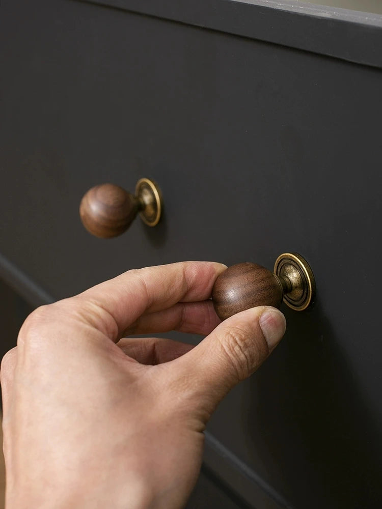 The Furniture Is Made Of Antique Walnut Wood With Solid Brass Small Handles Wardrobe Handles Kitchen Drawers Single-Hole Knobs