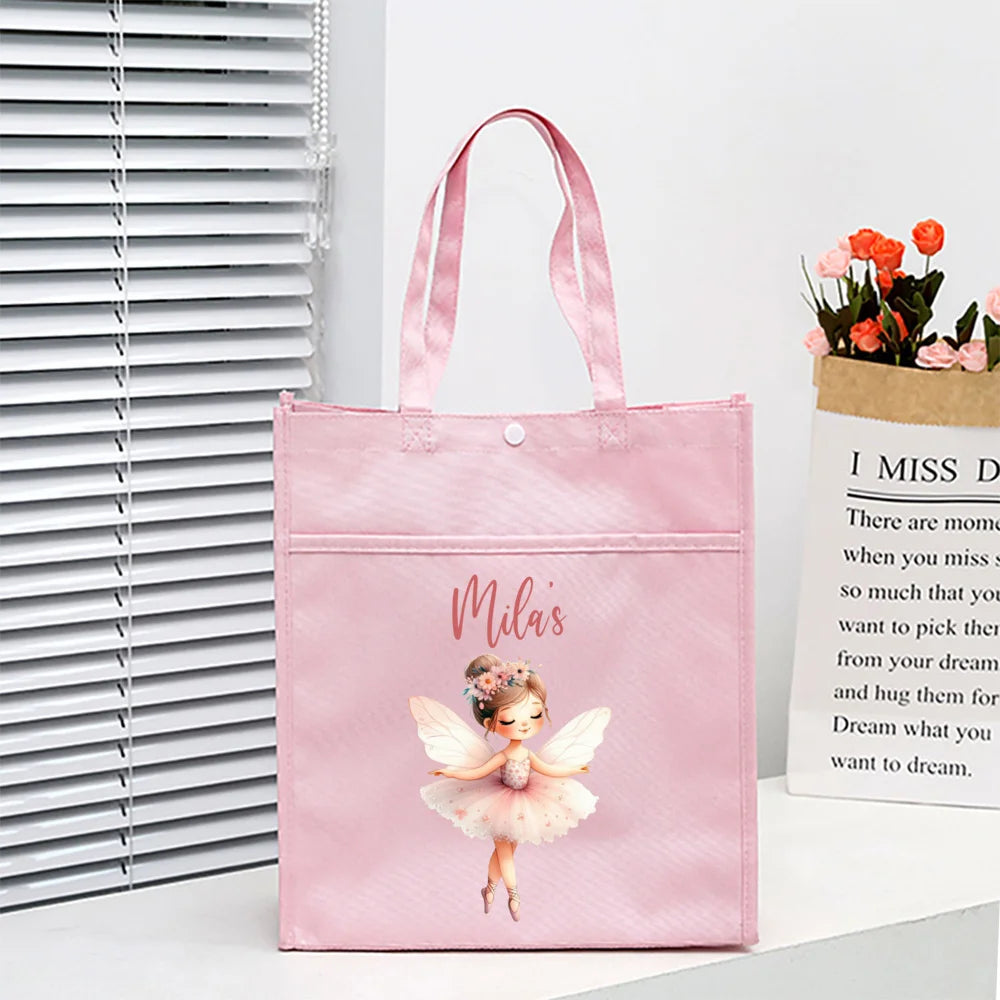 Personalized Kids Library Tote Bags Homeschool Cute Custom Name Reading Books Bag Children School Bag Birthday Gifts for Kids