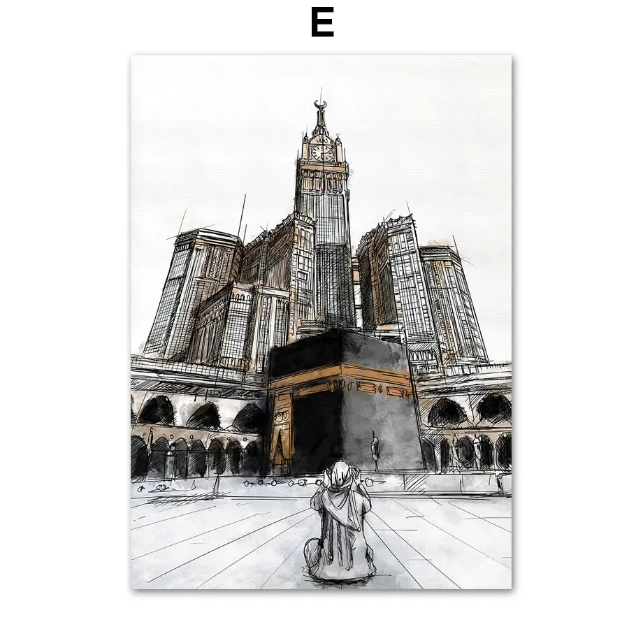 Islamic Kaaba Masjid Nabawi Ramadan Quran Wall Art Canvas Painting Nordic Posters And Prints Wall Pictures For Living Room Decor