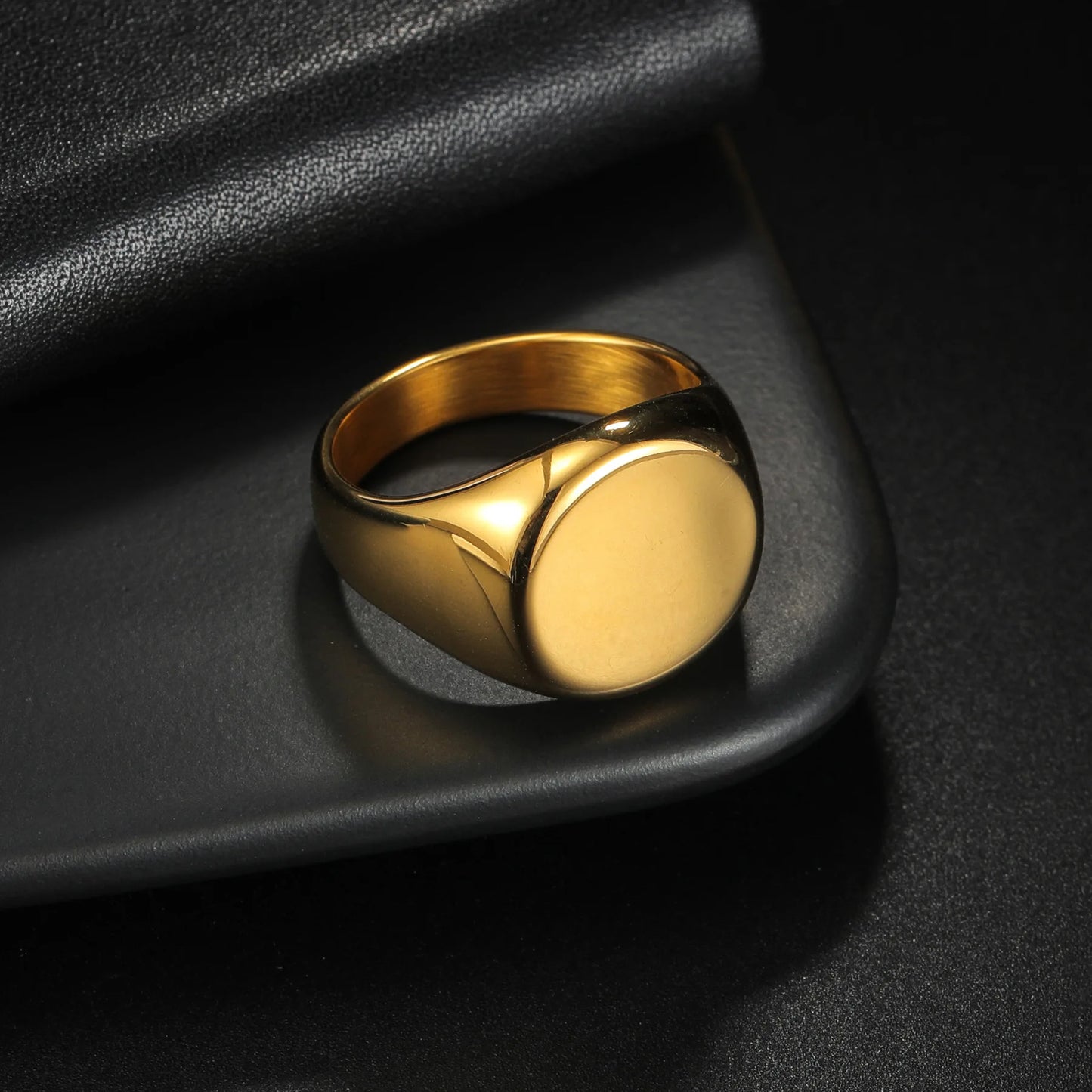 HNSP 316L Stainless Steel Round Smooth Simple Ring For Men Finger Jewelry Minimalist Style Accessories