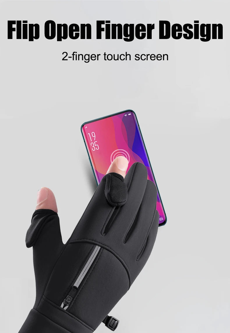 Winter Warm Touch Screen Gloves Outdoor Windproof Cold-proof Gloves Men Cycling Fishing Ski Gloves