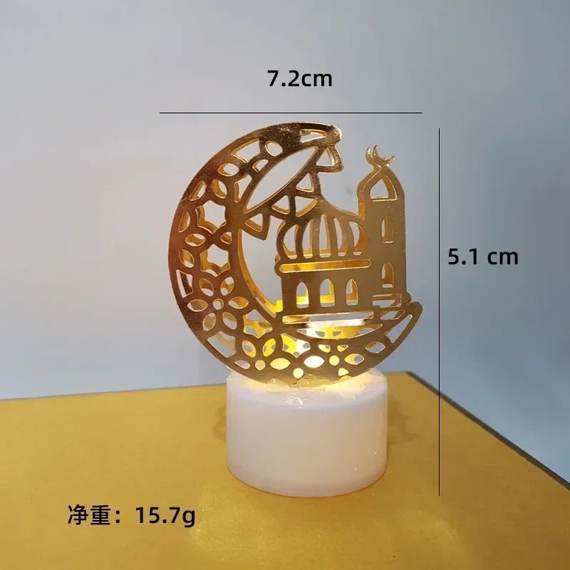 Ramadan Decoration Eid Mubarak Iron Candle LED Light Ornament Islam Muslim House Party Decoration Gift Not Include Battery