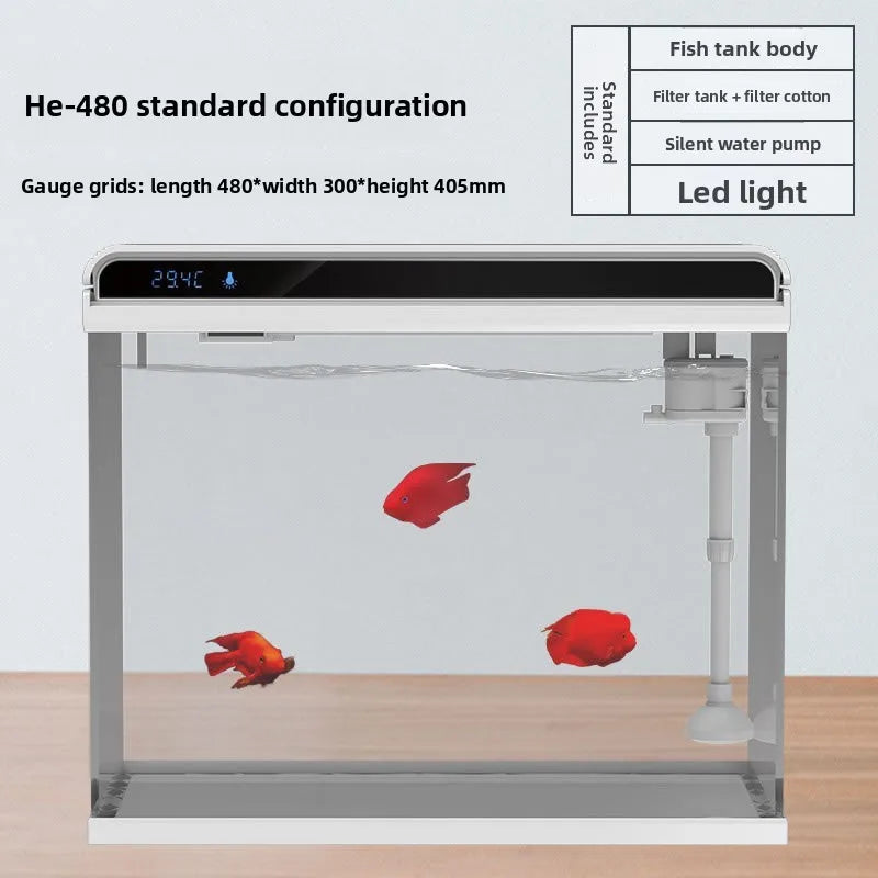 Creative Small Desktop Aquarium, Ecosystem Fish Tank for Office Home Desk Decoration, Mini Glass Tank