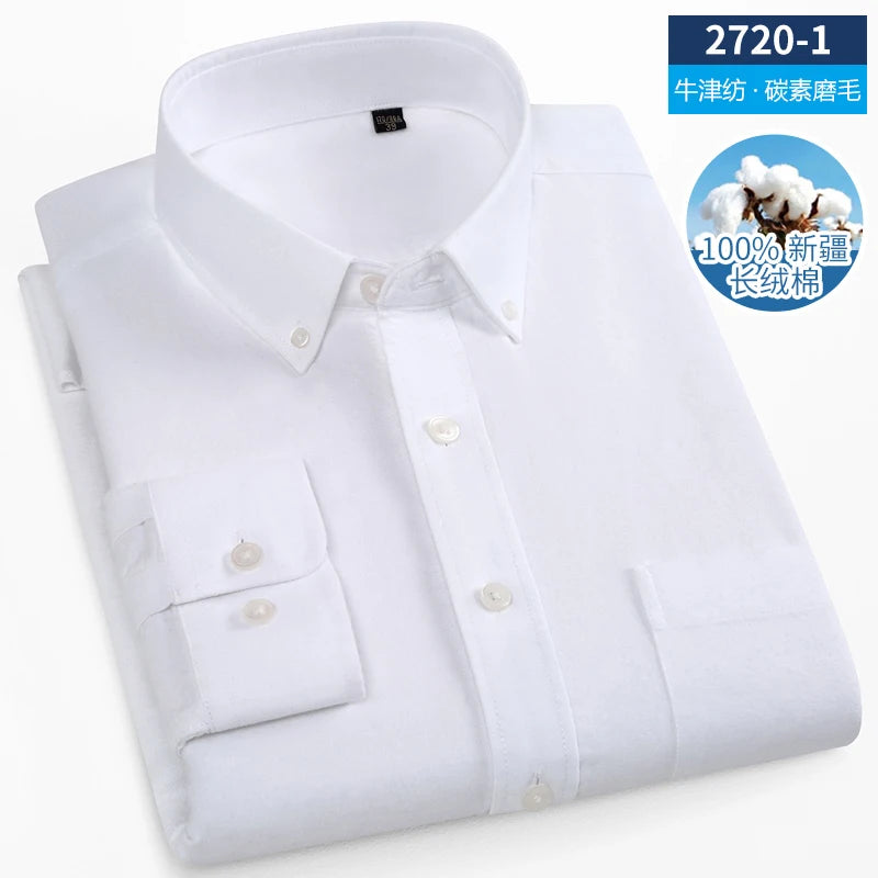 New Men Pure Cotton Flannel Soft Regular-fit Long Sleeve Brushed Shirt Single Pocket Comfortable Casual Solid Color Shirts S-5XL