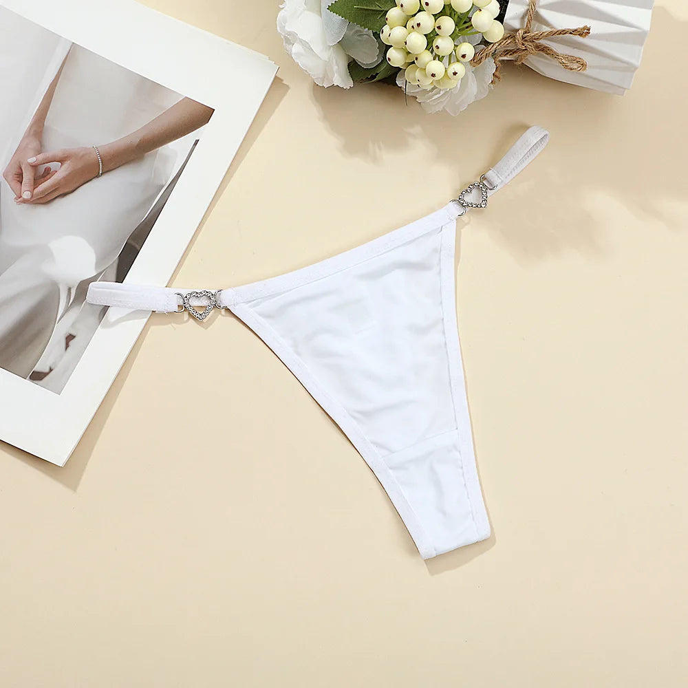 Women Sexy Thongs Low Rise Ladies G-string Heart Decoration Panties Ladies Sexy Costume Lingerie for Women