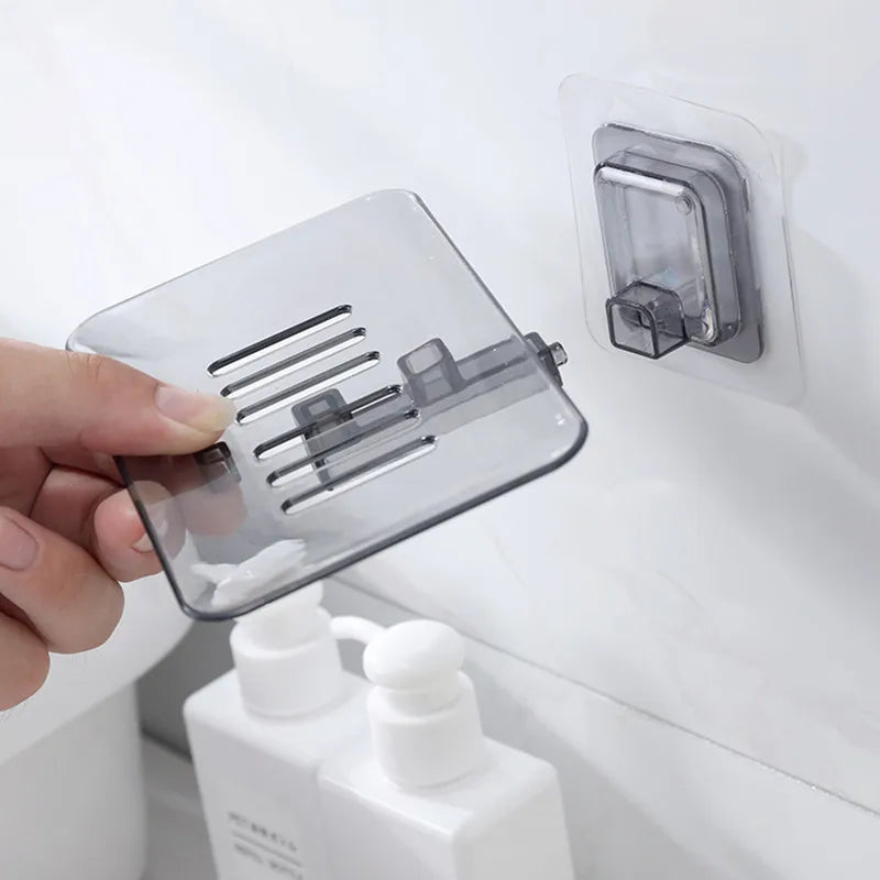 Soap Rack No Drilling Wall Mounted Double Layer Soap Holder Soap Sponge Dish Bathroom Accessories Soap Dishes Self Adhesive