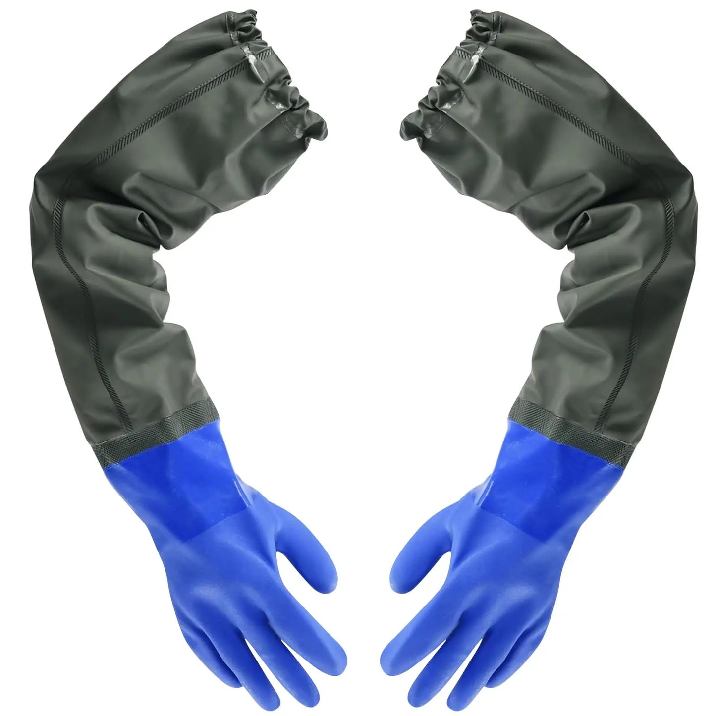 1Pair Long waterproof gloves, long chemical gloves Household cleaning, gardening work，reusable, padded cotton lining/acid and oi