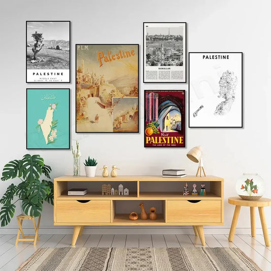 Palestine Poster Palestine Map Road Map Ramallah Black and White Print Bethlehem Palestine Map Palestine Travel Poster