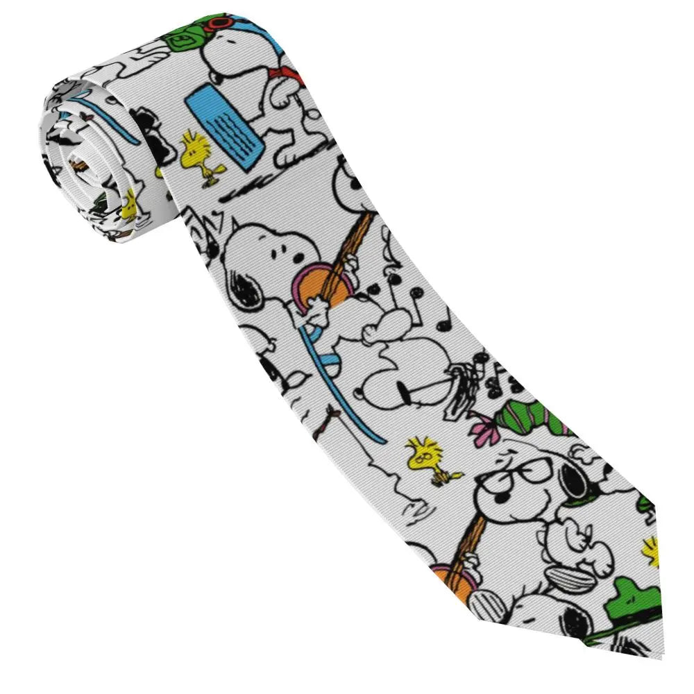 Snoopys & Woodstock Smile Giggle Laugh Neckties Silk 8 cm Neck Tie for Mens Shirt Accessories Cravat Wedding Accessories Office