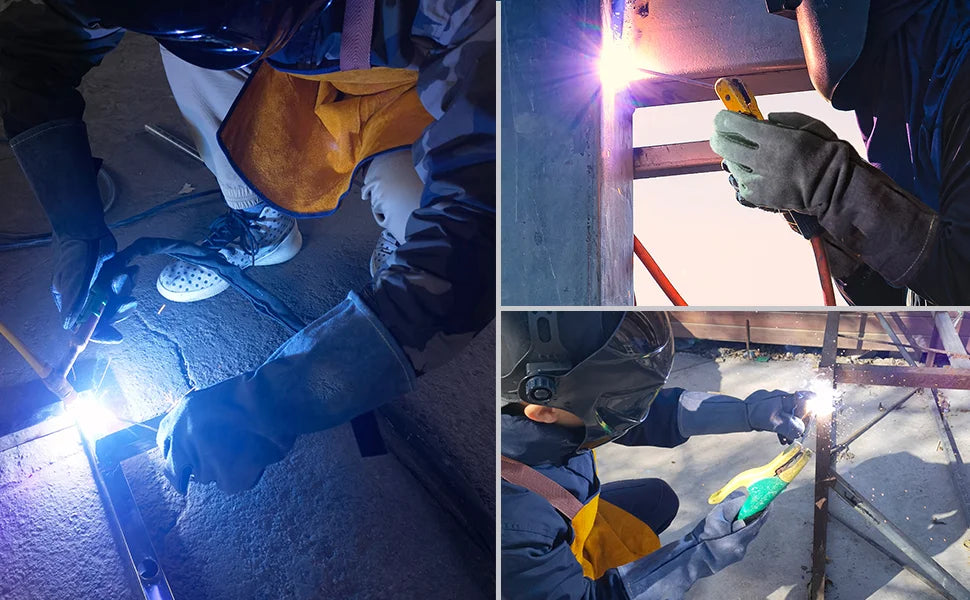 Welding Gloves,Tig/Mig Welding Glove,BBQ Oven Glove,guantes para soldar, Heat- Insulated Mittens