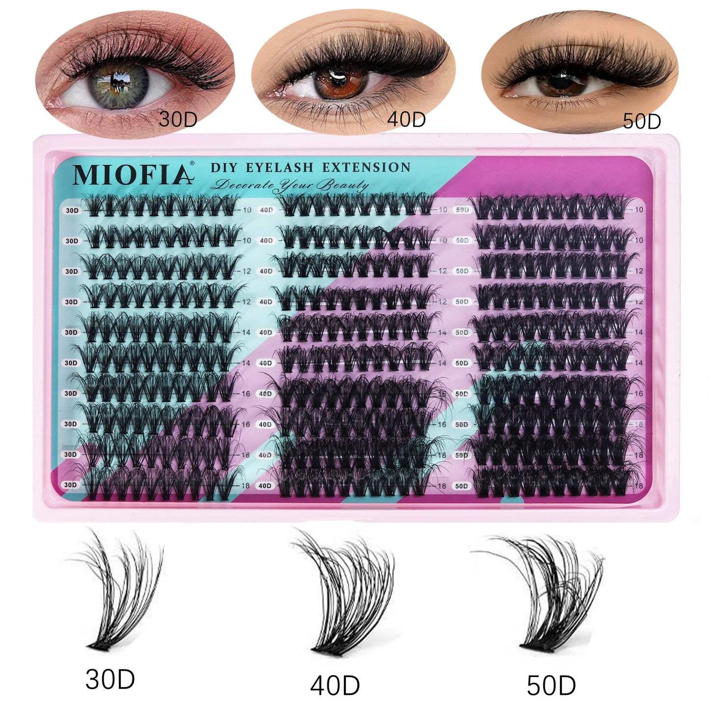 150D/100D/80D/50D Mink Eyelashes 1 Box/14 Rows Natural DIY Eyelash extension 3D Russia Individual Eyelash Cluster Lashes Cilia