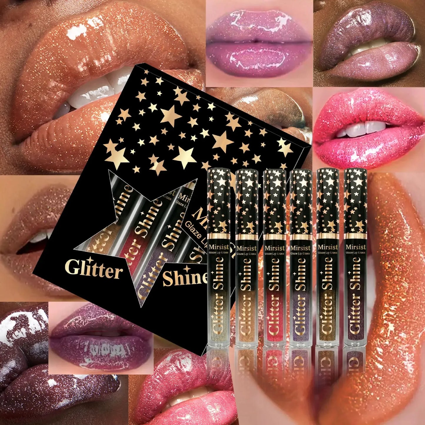 6pc Moisturizing Pearl Lip Glaze Set Watery Hydration Lip Gloss Transfer Resistant Long Lasting Vivid Color Liquid Lipstick