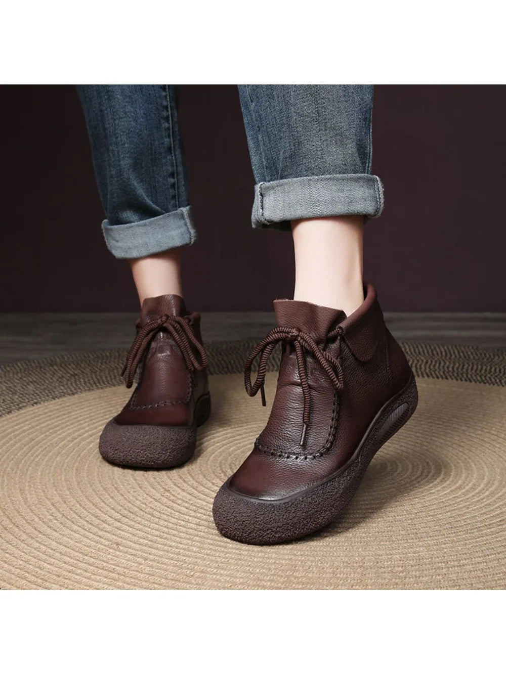 2024Women's Shoes National Style Antiskid Soft Soled Flat Shoes Casual Short Boots Autumn and Winter New Women's Boots