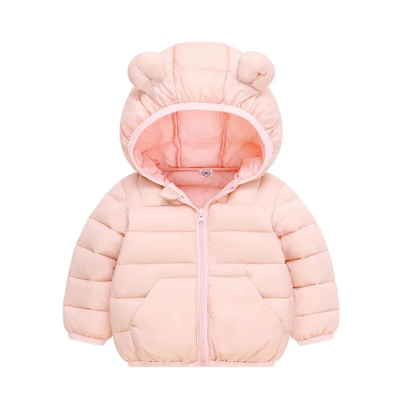 Winter Warm Down Coat Boys Hooded Jackets Autumn New Children Cotton Clothing Girls Thickened Casual Zipper Outerwear 2-6Y