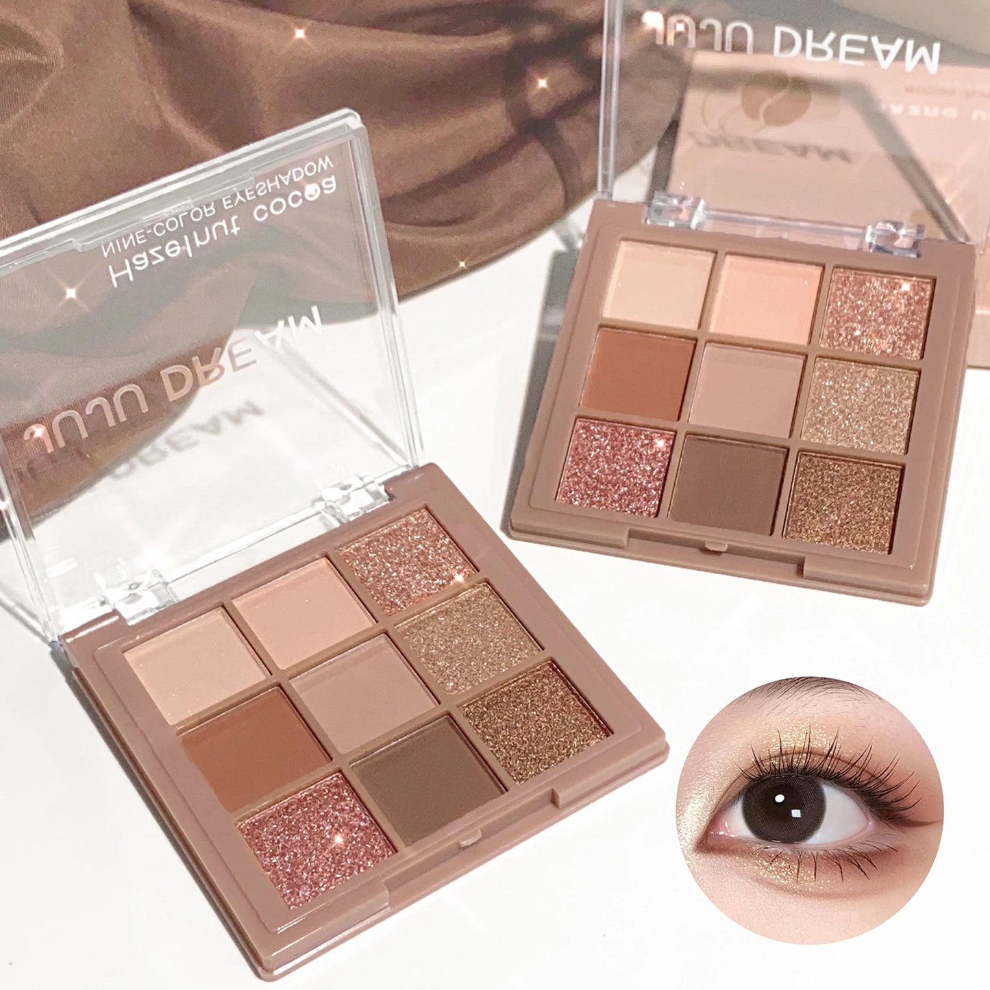 Milk tea nine-color eyeshadow palette, nine-grid eyeshadow with fine shimmer, shimmer and matte nude shades