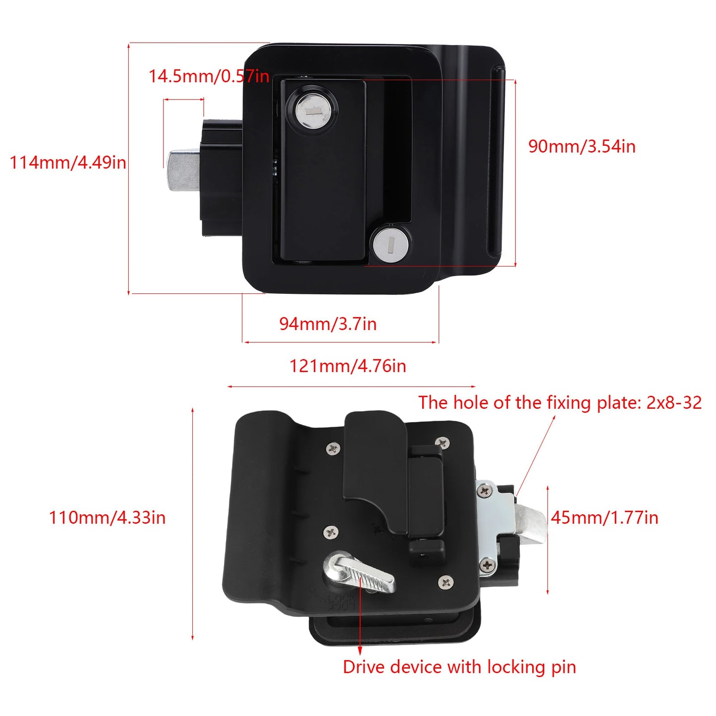 Auto Parts RV Door Lock Trailer Door Latch Inside Outside Double Open Zinc Alloy Galvanized for Large Vehicles Trailer Door Lock
