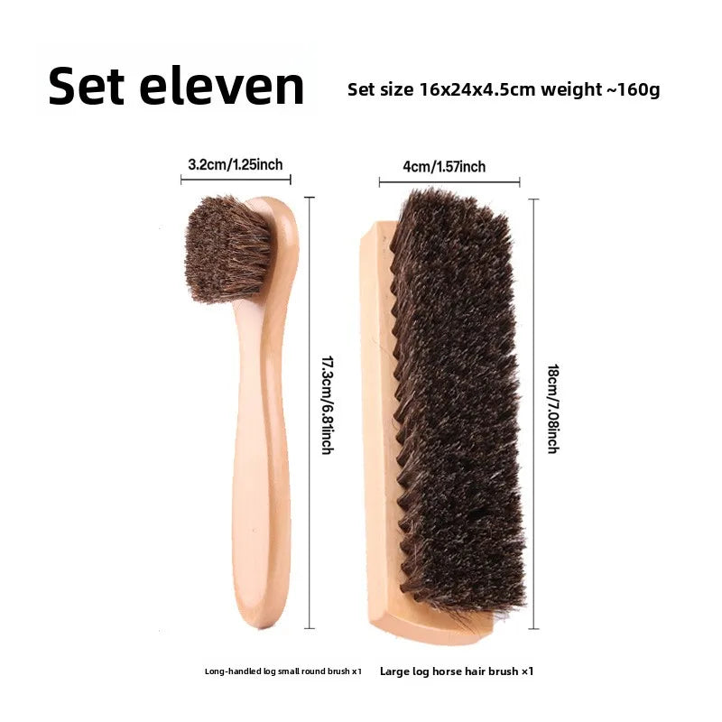 Horsehair Suede Polishing Brush Shoe Care Kit High Gloss Auto Seat Cleaner