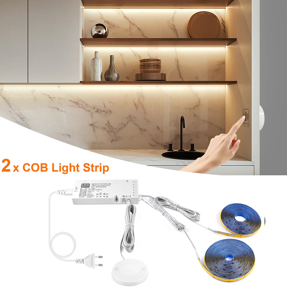 Embeddable Linear COB Strip Light Self-Adhesive LED Tape Home Office Shop Wood Grain Grille Curtain Wall Embedded Ceiling Decor