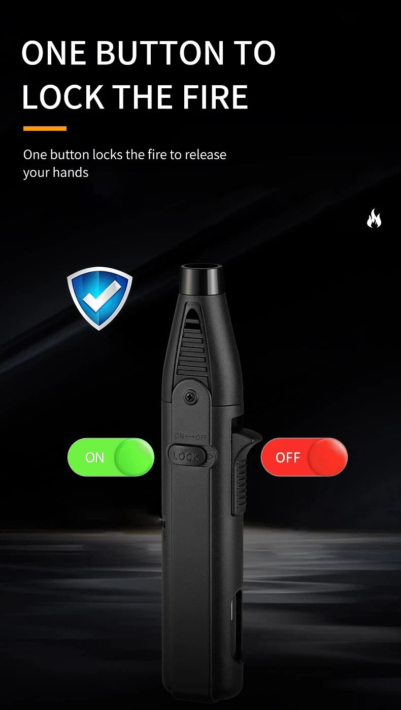 1300℃ Jet Flame Gas Lighter 360 Degree Inverted Turbo Torch Lighter Refillable Butane Kitchen BBQ Ignition Gun Windproof Lighter