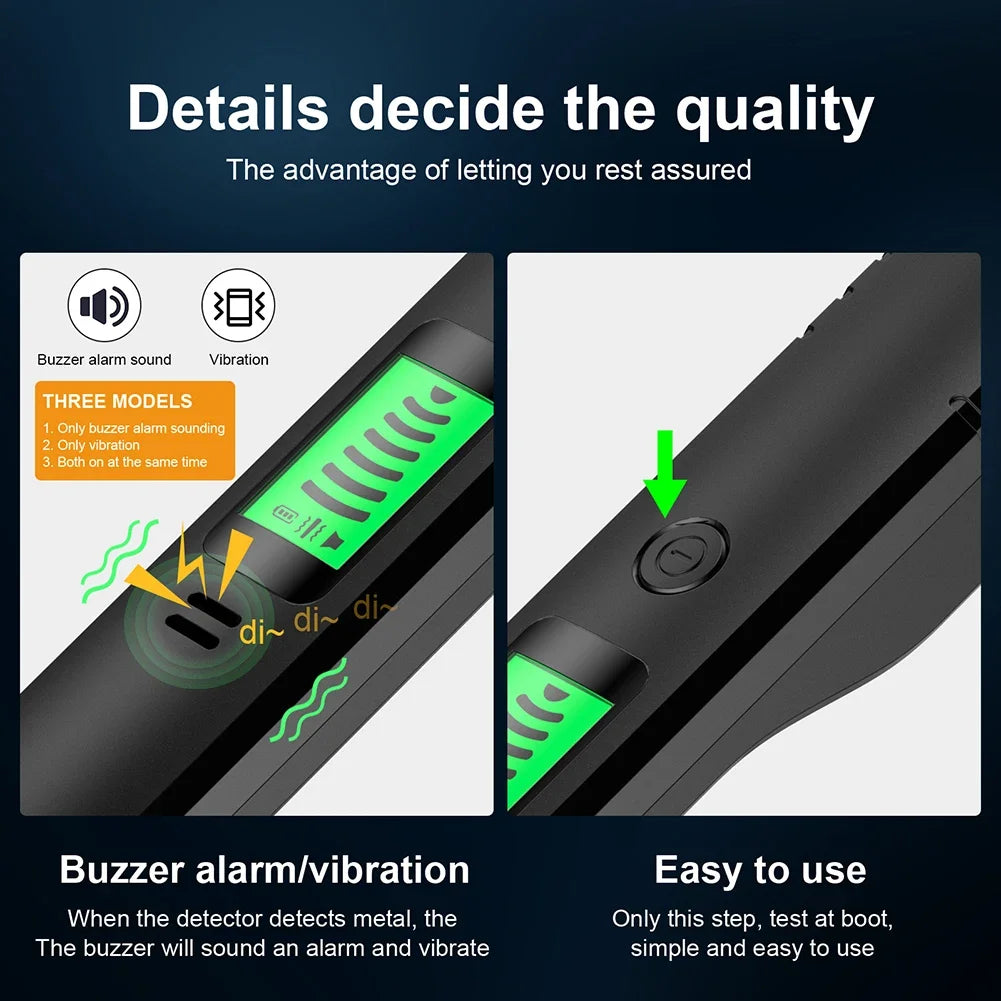 Metal Detector High Sensitivity Coil Metal Detect Tool 360°Scanning Security Checker 3 Modes for Treasure Hunting Metal Detect