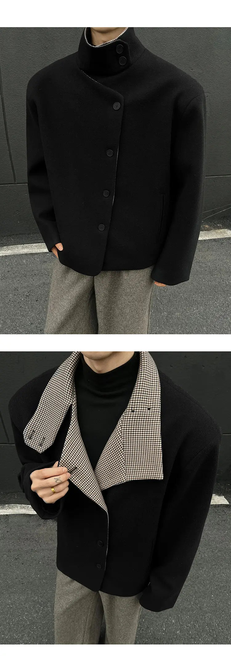 Winter woolen jacket men Caot Warm windproof 2025 New Style Fashionally Slim-Fitting Short Jacket Coat Individuality stand-up