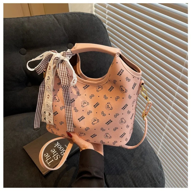 Popular bags for women, new fashionable French printed armpit tote bag, minimalist handbag, diagonal cross bag