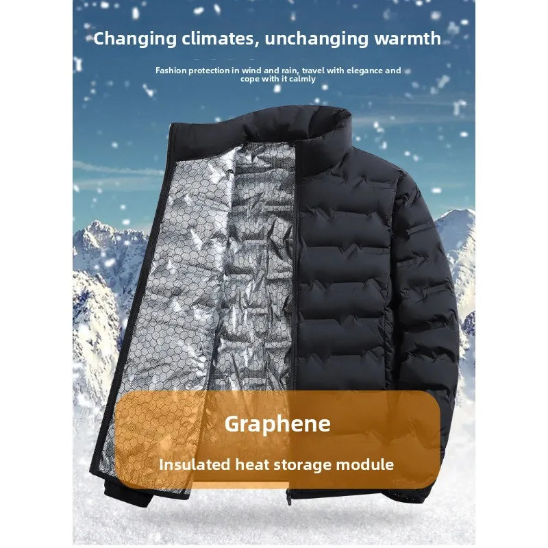 CHUJIEMen's autumn and winter graphene material warm and casual lightweight cotton jacket men's coat