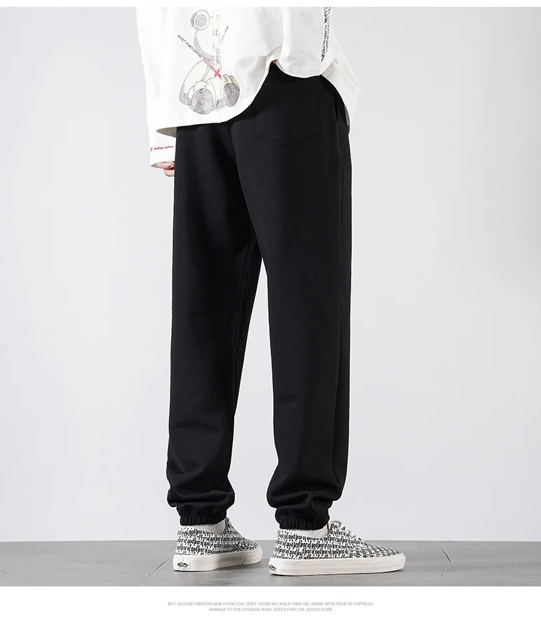 Men Big Tall Sweatpants Extra Long Length Sports Jogger Male Winter Fleece Sweat Pants Black Cotton Stretch Elastic Waist  120cm