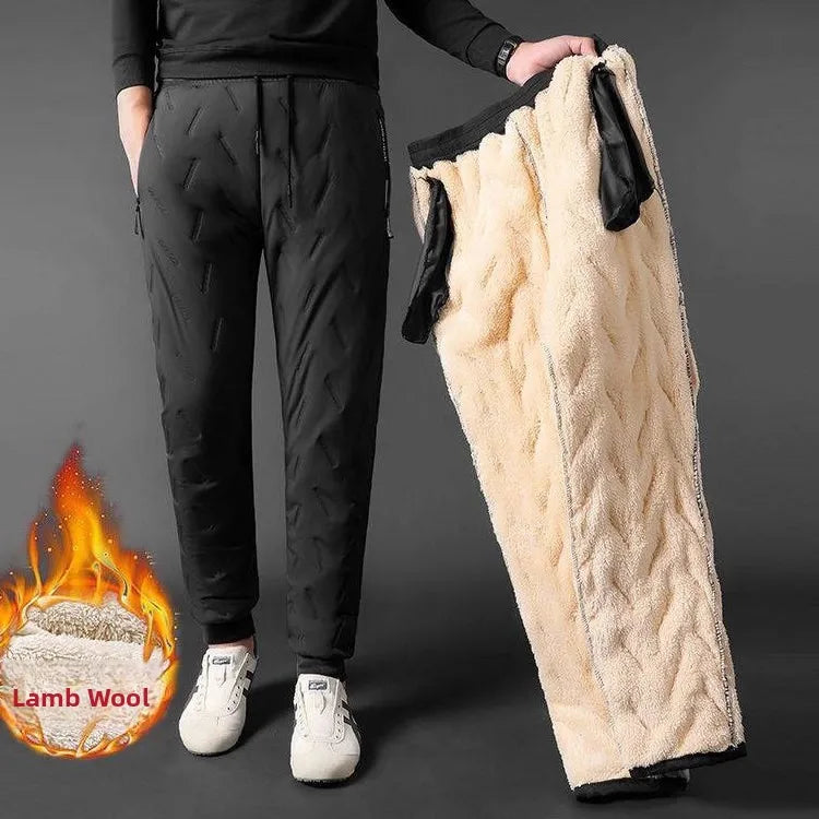 Lamb Velvet Fce Lined Thi Cotton Pants Men's Autumn Winter New Loose Large Size Northeast Cold Proof Warm Trousers