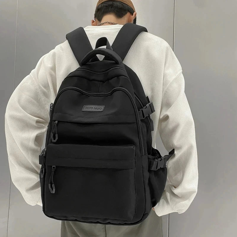 College Style Canvas School Bags For Girls Solid Junior High School Student Schoolbag Korean Version Laptop Backpack Women Boys