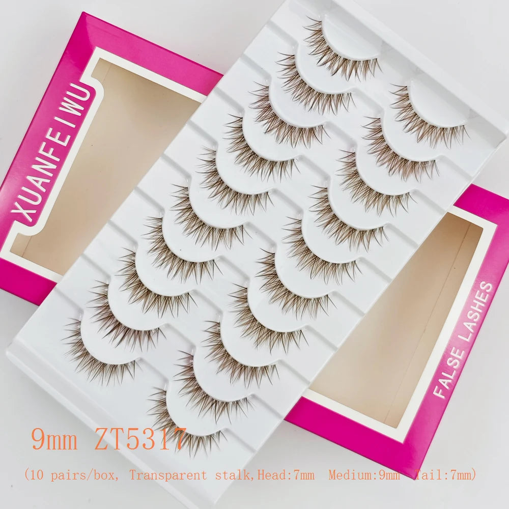 Xuanfeiwu Natural Short Style No-Makeup Look Sparse Full-Strip Ultra-Natural Realistic One-Piece Natural-Looking False Eyelashes DIY Self-Application Beginner Light Makeup Eyelashes