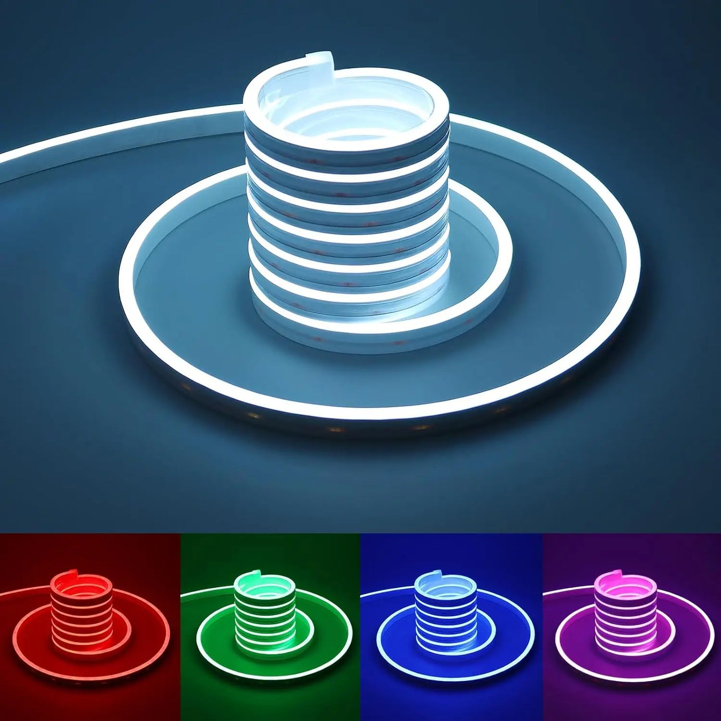 LED Neon Lights,  12V 5M Flexible，Neon Rope Light,  Waterproof Flex DIY Cuttable LED Light Strip for Indoor Outdoor Decoration