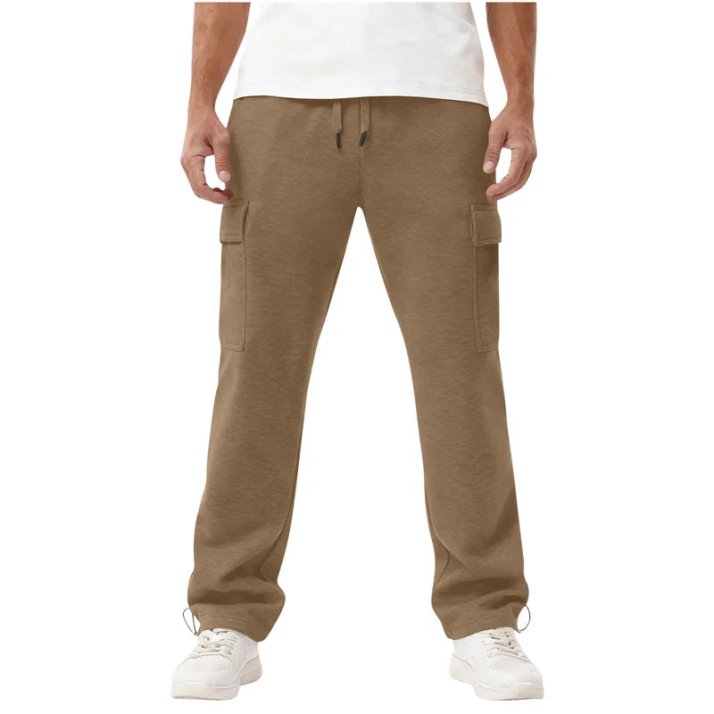 spring autumn Mens Sweatpants Straight Joggers Sports Streetwear Multi-pocket Pants Loose Drawstring casual Long Pants Men