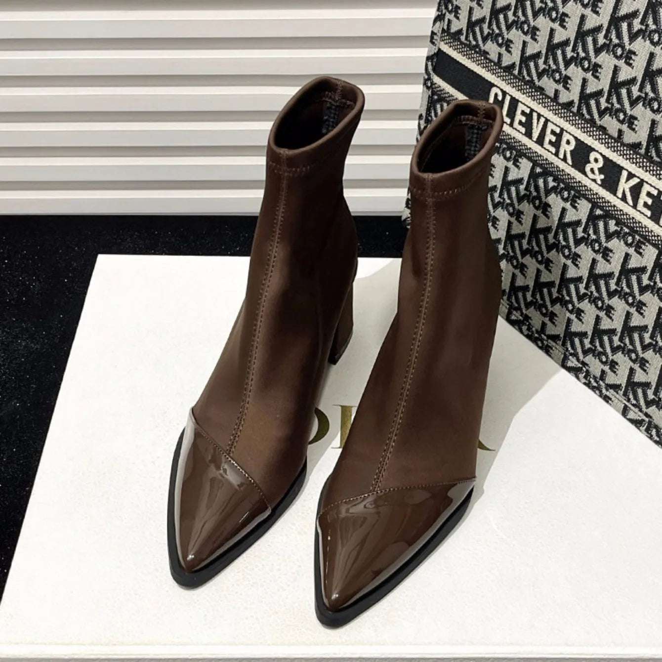 2024 New Winter Women High Heels Ankle Pointed Toe Fashion Designer Women Comfortable Elegant Designer Zip Boots Shoes for Women