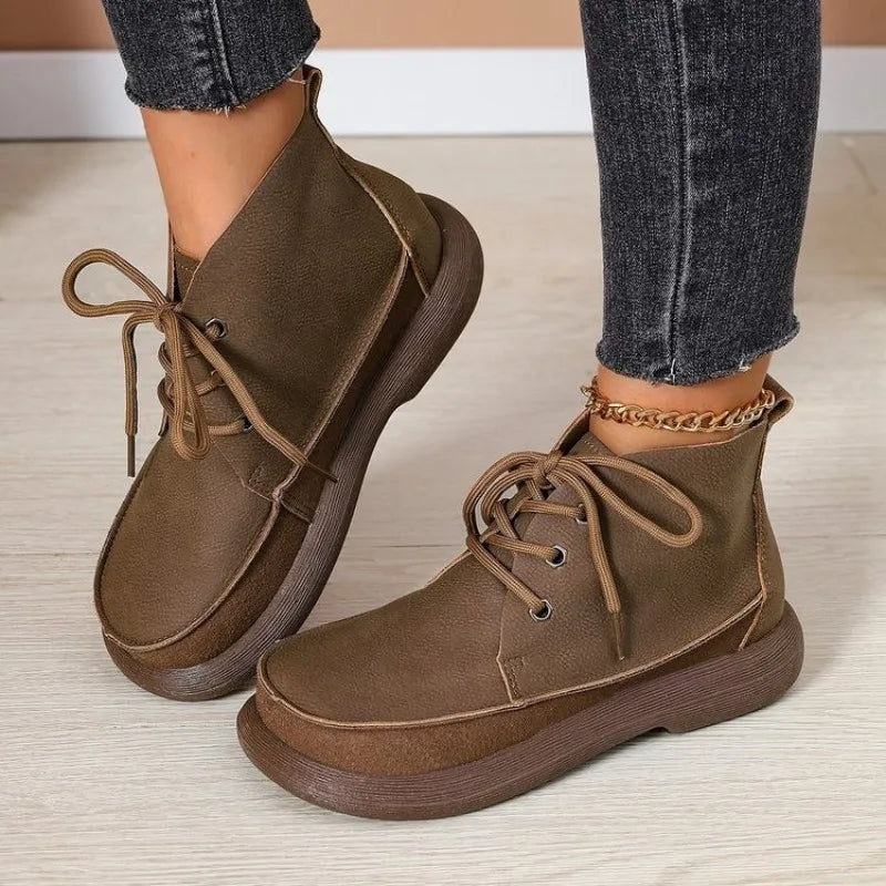 2026 New Style Fashion Women's Boots Thick-soled Non-slip Natural Leather Soft Luxury Single Short Boots Wide Barefoot Shoes
