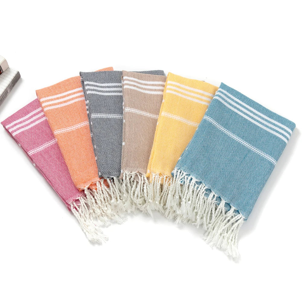 Cotton Turkish Beach Towel 90*180CM Sauna Spa Gym sports Fitness Fringed Bath Towel kitchen Soft Absorbent Quick drying towels