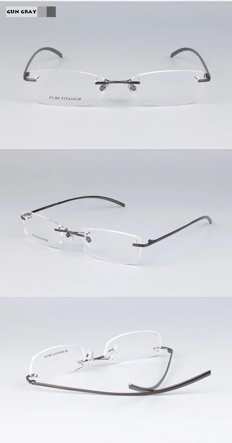 Chashma Unisex Glasses Eyewear Frames Titanium Rimless Glasses Frames Female Male Optical Spectacles