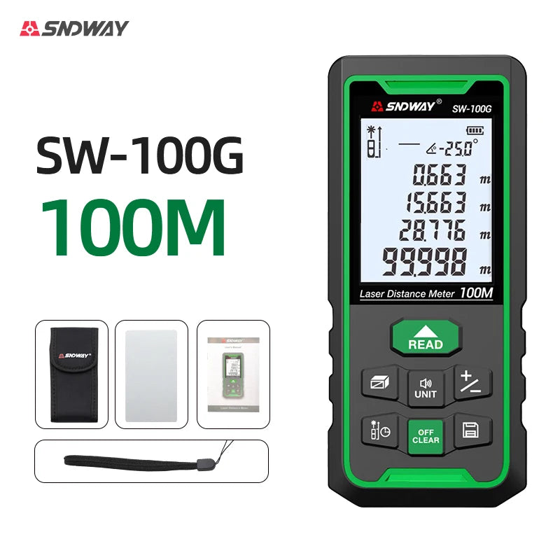 SNDWAY Laser Distance Meter 50m 70m 100m 120m Rangefinder Digital Range Finder Trena Roulette Ruler Distance Measuring Tape