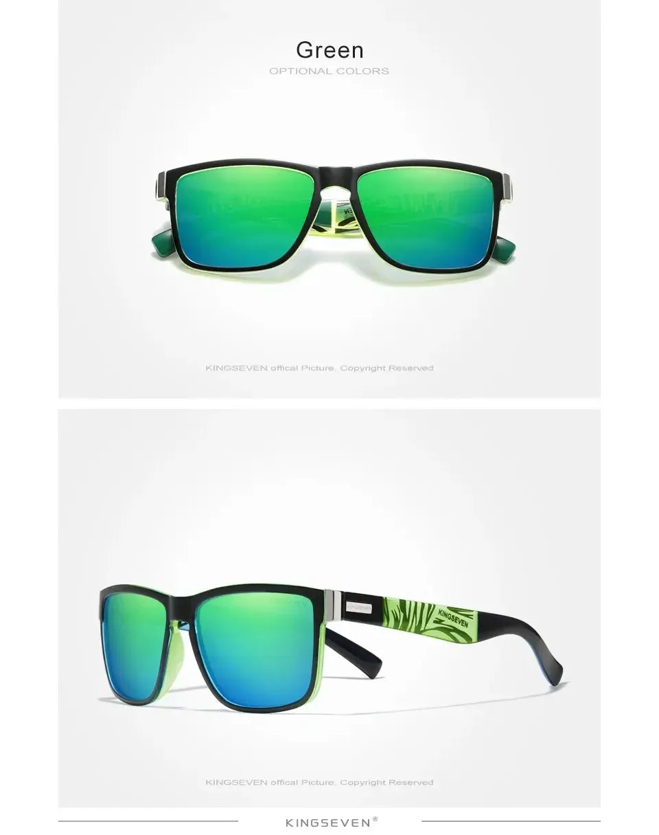 KINGSEVEN Polarized Lens Sun Glasses Women High Quality Retro Men Square Full Frame Decorative Glasses UV400 Goggles Eyewear