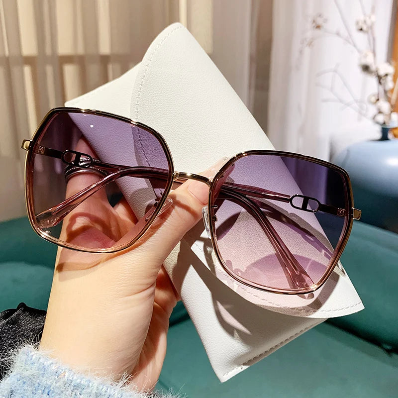 New Fashion Polarized Sunglasses Women UV400 Gradient Lens Sun Glasses Oversized Retro Square Luxury Brand Oculus