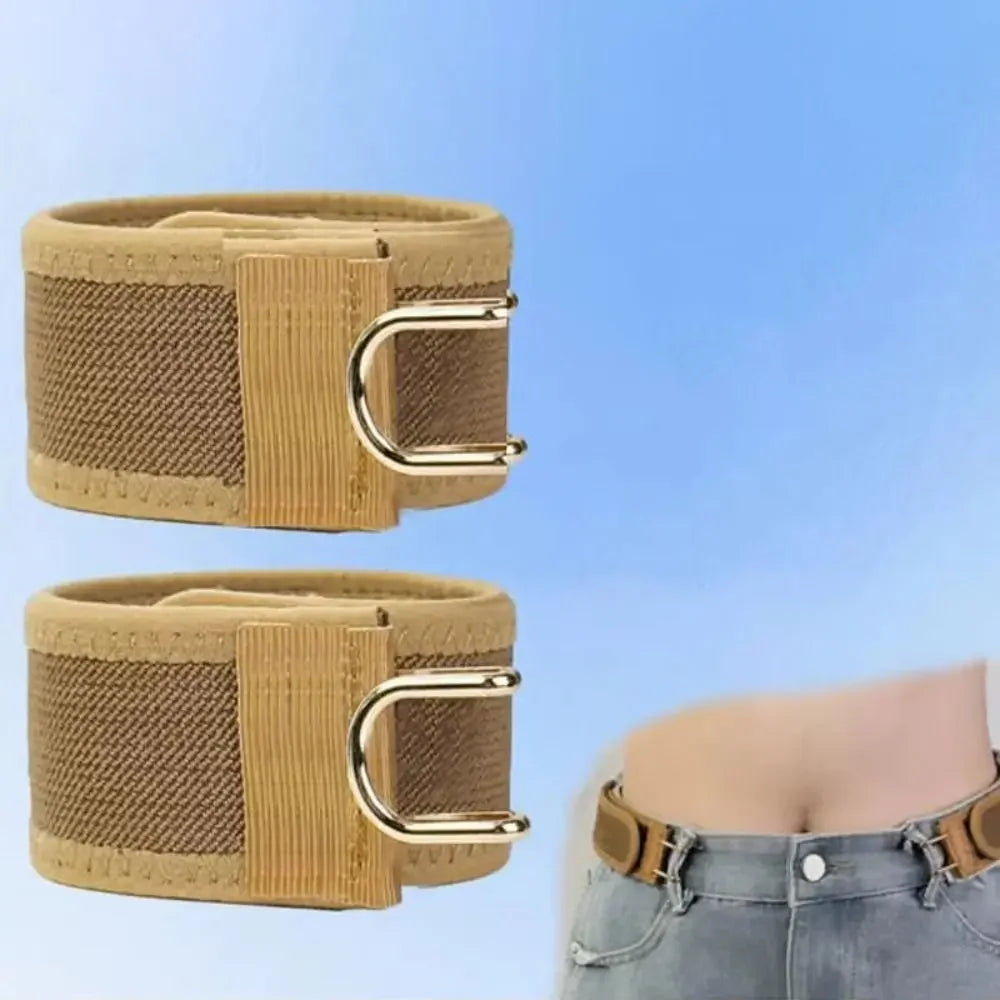 Buckleless Belt Hook Adjustable Metal Hook Elastic Belt Unisex Buckle-Free Invisible Waist Belt Closure for Outdoor Work EDC