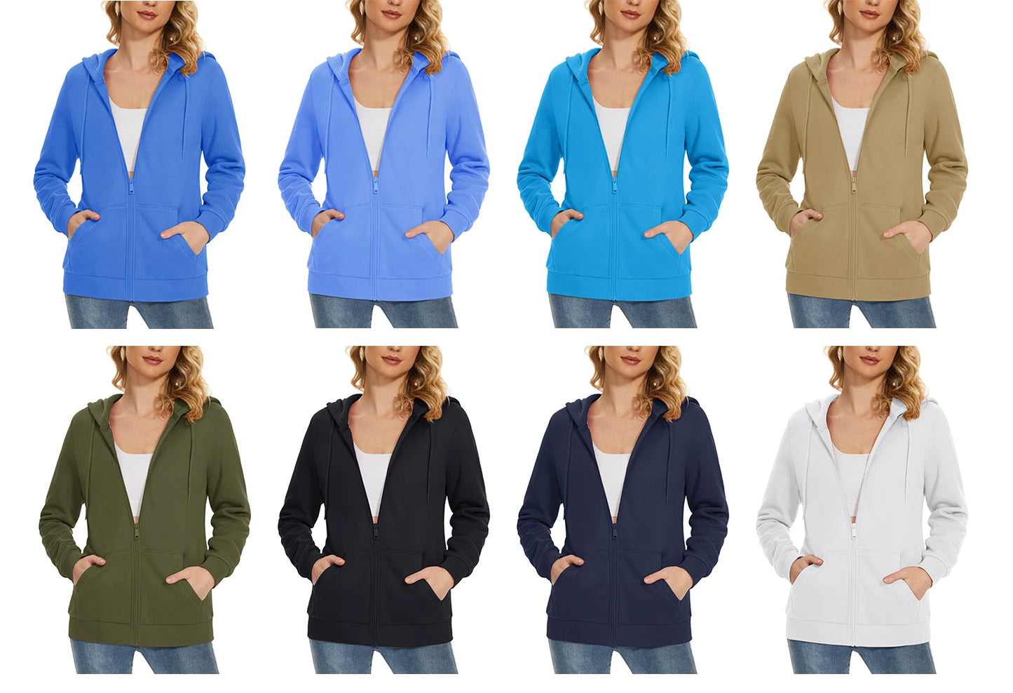 TACVASEN Spring Fleece Lining Sweatshirts Jacket Womens French Long Hoodies Full Zip Up Jacket Casual Streetwear Outdoor Coats