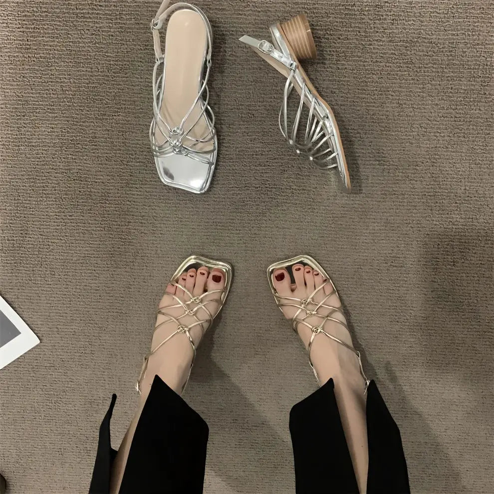 Ladies Shoes with Low Heels Summer 2025 for Party and Weddings Footwear Sexy Open Toe Sandals Women Daily Wholesale on Offer Vip
