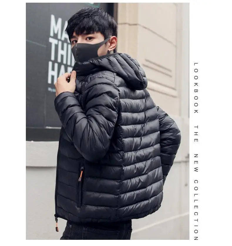 Men's Lightweight down Cotton Jaet ort Sle Casual Hooded Coat Haome Cotton Outerwear Winter New Arrival