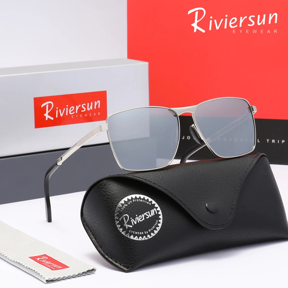 Trendy Polarized Sunglasses Men Women Rectangular Frame Glasses UV400 Driving Outdoor Summer Classical Eyeglasses