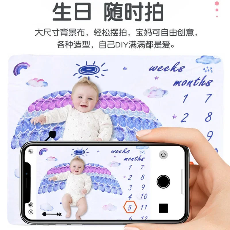Baby Photography Mats Background Cloth Growth Commemorative Blanket Baby Milestone Flannel Blanket Newborn Photography Blanket