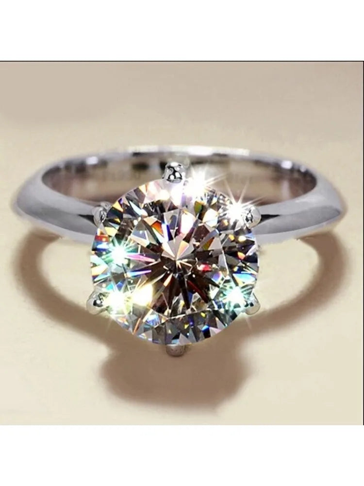 Sterling Silve Real Moissanite Ring Grace Banquet Shiny Jewelry Engagement Gift