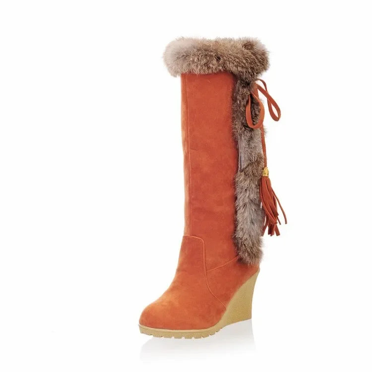 2024 New Wedge Long Women Boots Australia Women's Shoes Platform Plush Winter Footwear Ladies Booties Thigh High Heels High Sexy